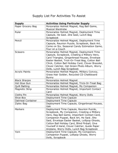 Supply List For Activities To Assist