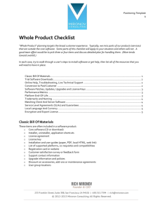 Whole Product Checklist