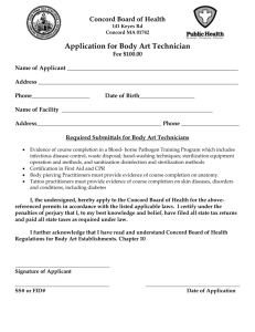 Required Submittals for Body Art Technicians