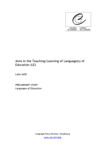 Aims in the Teaching/Learning of Language(s)