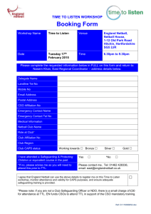 Booking form - Hertfordshire Netball Association