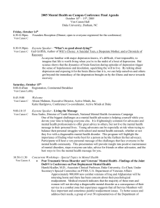2005 Mental Health on Campus Conference Schedule