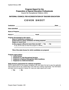 Special Education Program Report Form