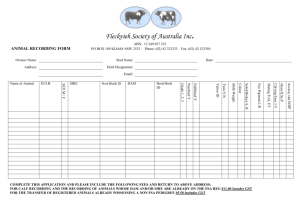 Animal Recording Form 3 - Fleckvieh Society Of Australia Inc