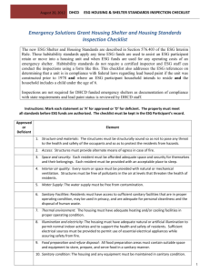 DHCD ESG Housing & SHELTER Standards Inspection Checklist