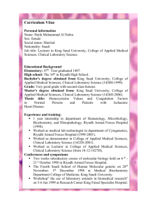 Curriculum Vitae Personal information Name: Haifa Mohammad Al