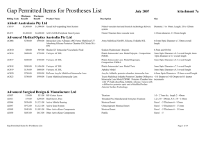 Gap Permitted Items for Prostheses List
