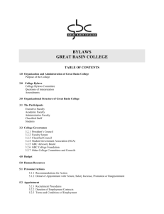 1.0 Organization and Administration of Great Basin College