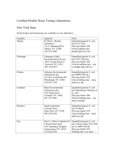 Certified Water Testing Laboratories, New York State
