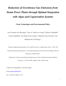 Reduction of Greenhouse Gas Emissions from Steam Power Plants t