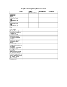 Sample Laboratory Safety Plan Cover Sheet