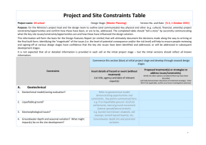 Project and Site Constraints Table
