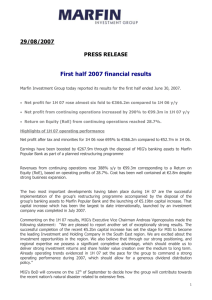 First half 2007 financial results