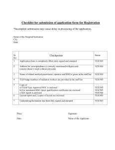 Checklist for submission of application form for Registration