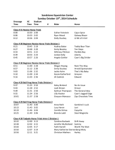 Sandstone Equestrian Center Sunday October 19th, 2014 Schedule