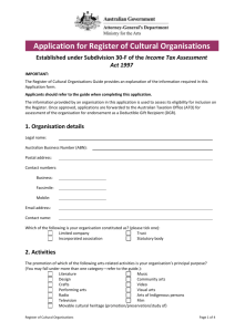 Application for Register of Cultural Organisations [DOC 232 kB]
