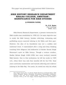 sikh history research department khalsa college, amritsar