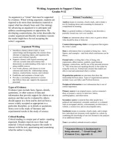 Argument Card HS - Transition to Common Core