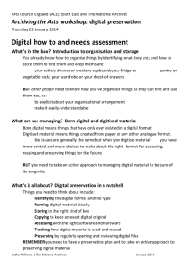 Digital preservation how to, resources, and needs assessment