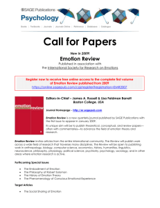 Emotion Review will focus on ideas about emotion, with emotion