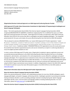 Press Release for Provider Approval - American Speech