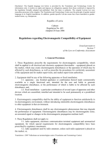 Regulations regarding Electromagnetic Compatibility of Equipment