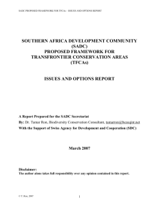 (SADC) Proposed framework for Transfrontier Conservation Areas
