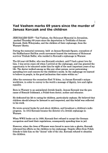 Yad Vashem marks 69 years since the murder of Janusz Korczak
