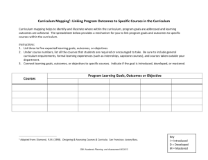 Curriculum Mapping Worksheet