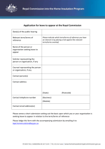Application for leave to appear at the Royal Commission [DOC 1.44
