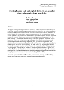 Moving beyond tacit and explicit distinctions: A realist theory of