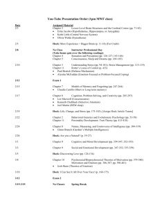 Tentative Course Plan and Schedule for Intro to Psychology