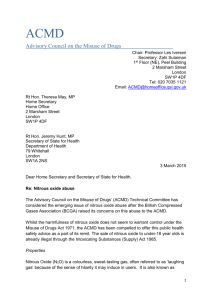 ACMD letter to the Home Secretary on nitrous oxide abuse