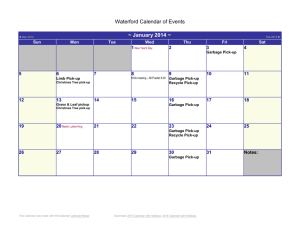 2014 Calendar with US Holidays - Waterford HOA