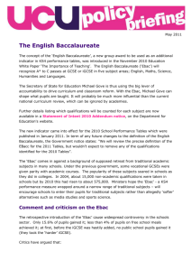 UCU policy brief: The English Baccalaureate, May 11