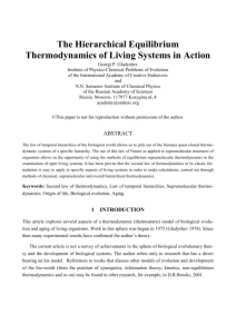 The hierarchical equilibrium thermodynamics of living systems in
