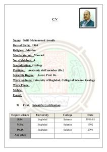 C.V Name: Salih Muhammad Awadh Date of Birth: 1964 Religion