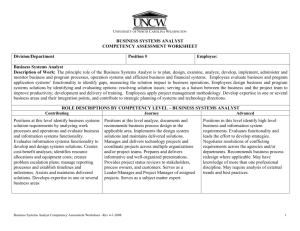 Business Systems Analyst Competency Assessment Worksheet