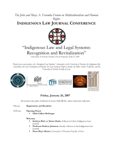 Indigenous Law Journal Conference - University of Toronto Faculty