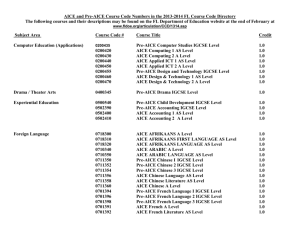 Florida AICE course code numbers 2013-14