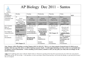 AP Biology Dec 2011 – Santos Reading Assignments: Monday