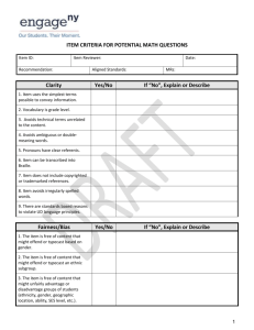 Checklist for reviewing texts for grade 6 Common Core