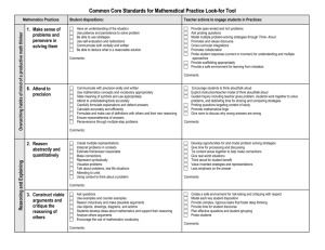 Region 2 Standards for Mathematical Practices Look for Tool
