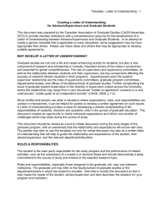 Letter of agreement between graduate student and supervisor