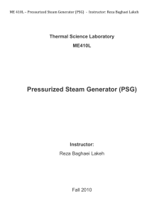 ME 410L – Pressurized Steam Generator (PSG)