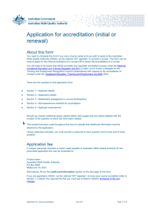 Application for accreditation (initial or renewal)