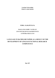 Indra Karapetjana. Language in bachelor papers as a result of the