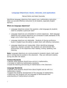 Language Objectives: Goals, rationale, and application