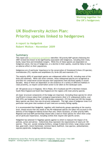 Biodiversity Action Plan species linked to hedgerows