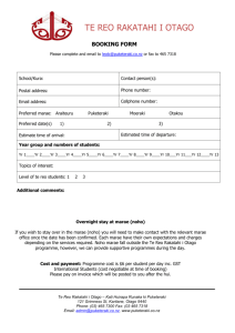 Booking form Word format